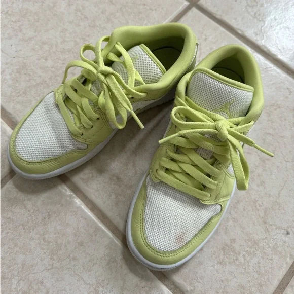 Jordan Women’s Lime Yellow and White Sneakers - Picture 2 of 5